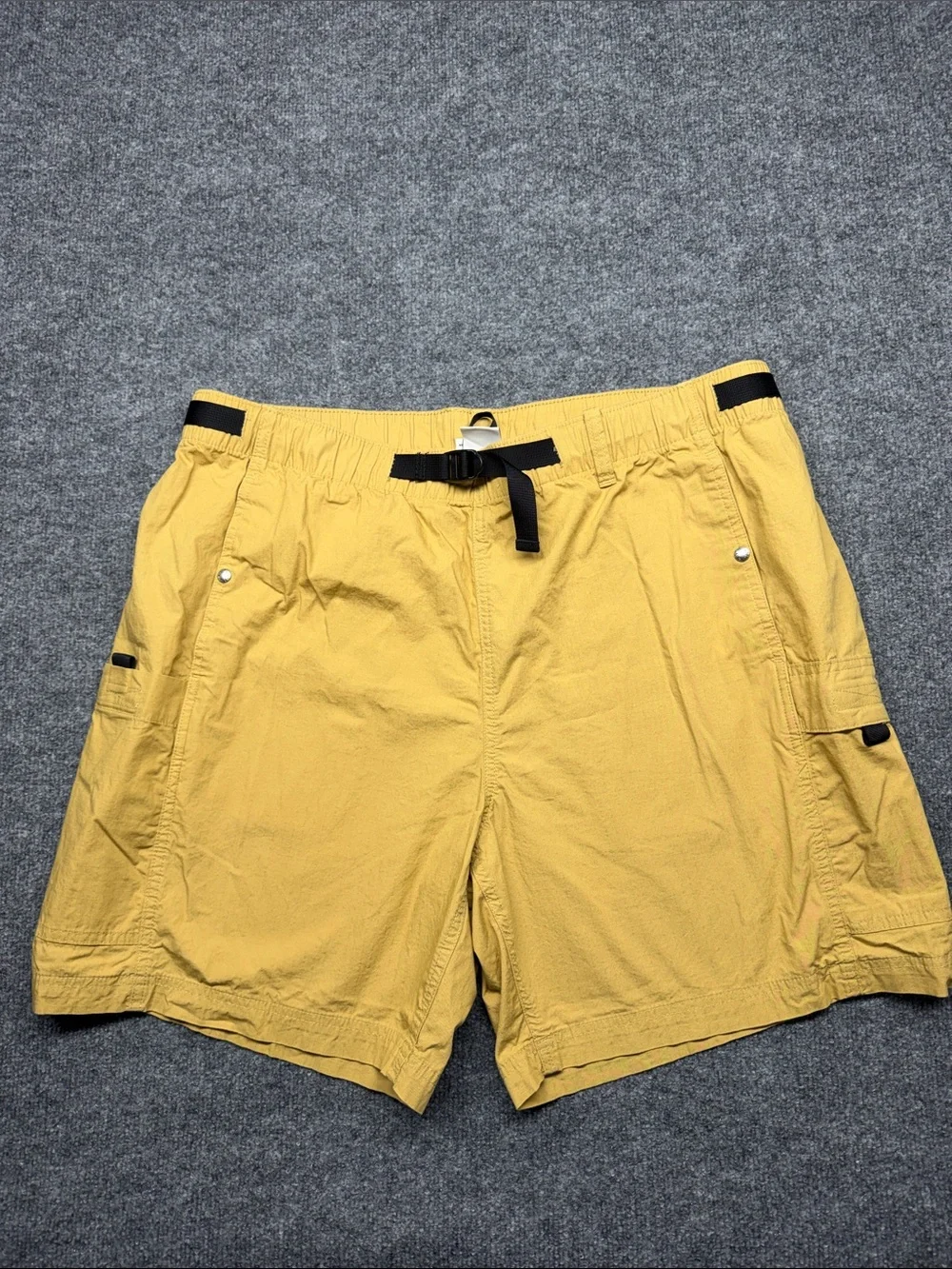 The North Face Men's Mustard Cargo Shorts with Black Belt